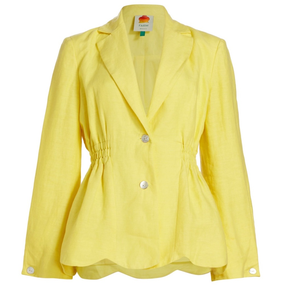 NWT - Farm Rio Peplum Linen Blazer, 100% Linen